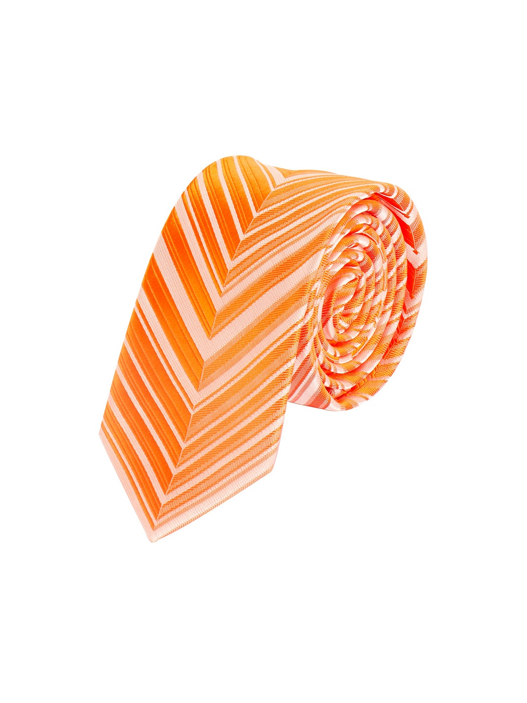 

Alvaro Castagnino Men Orange Woven Design Skinny Tie