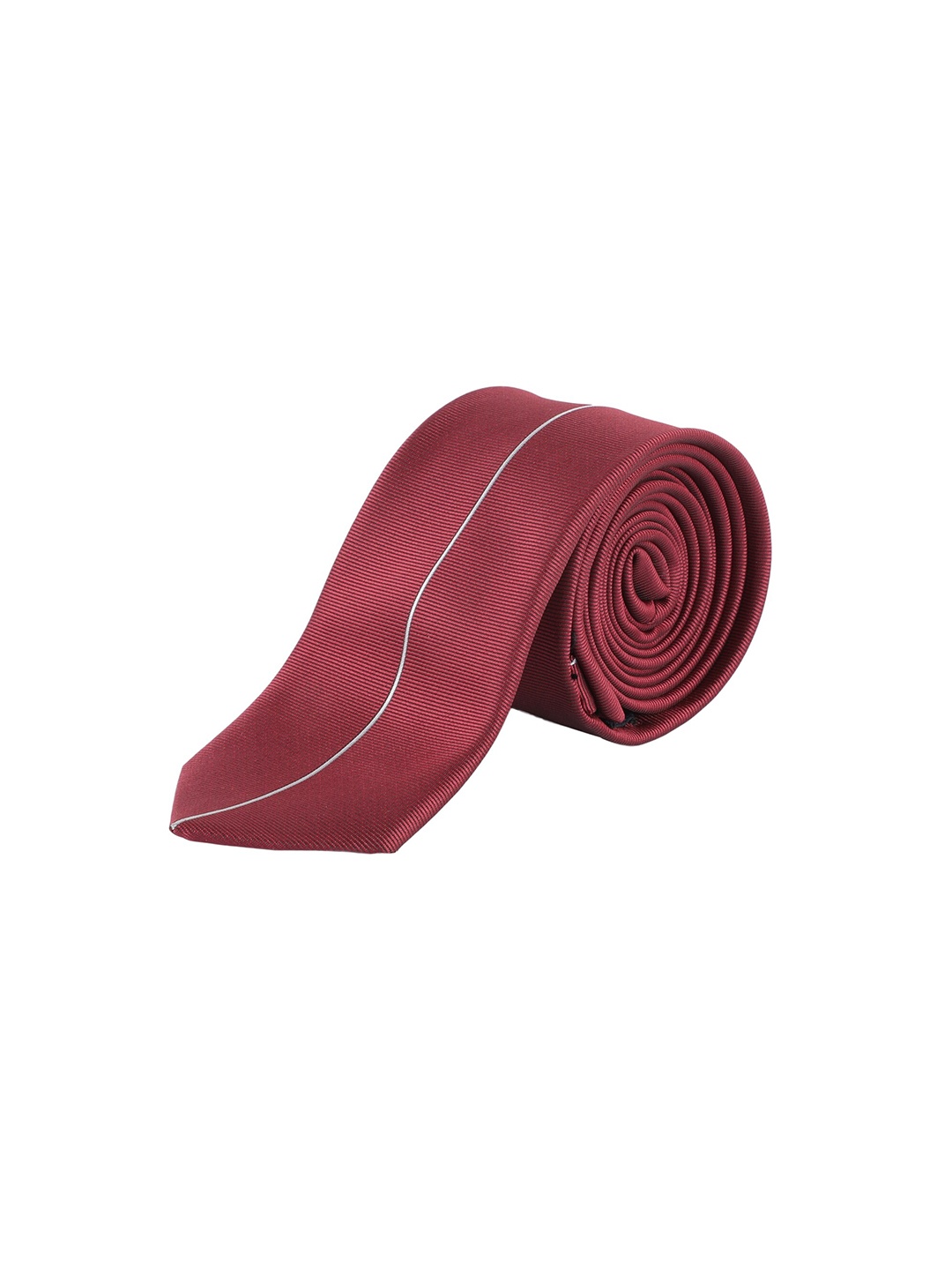 

Alvaro Castagnino Men Maroon & White Woven Design Skinny Tie