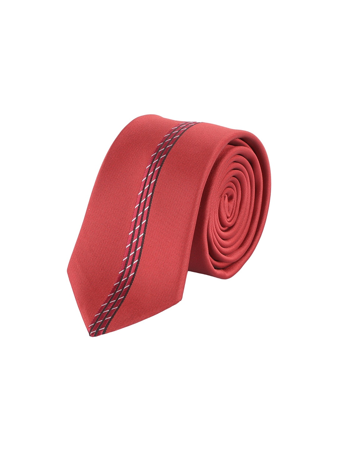 

Alvaro Castagnino Men Maroon & Grey Woven Design Skinny Tie