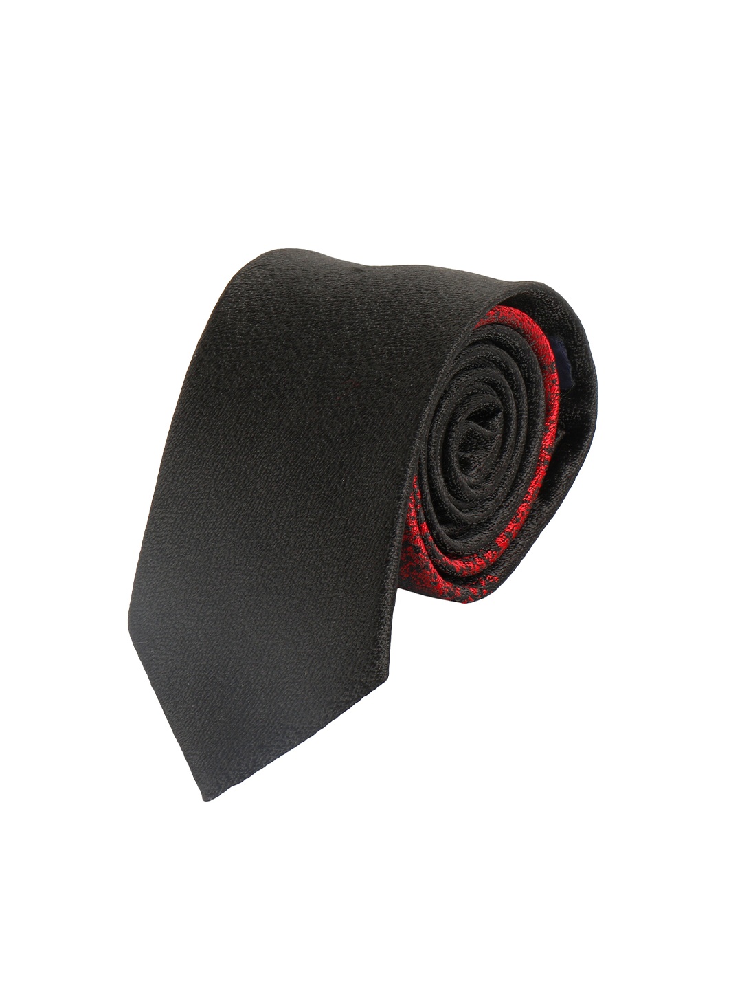 

Alvaro Castagnino Men Black & Red Woven Design Skinny Tie