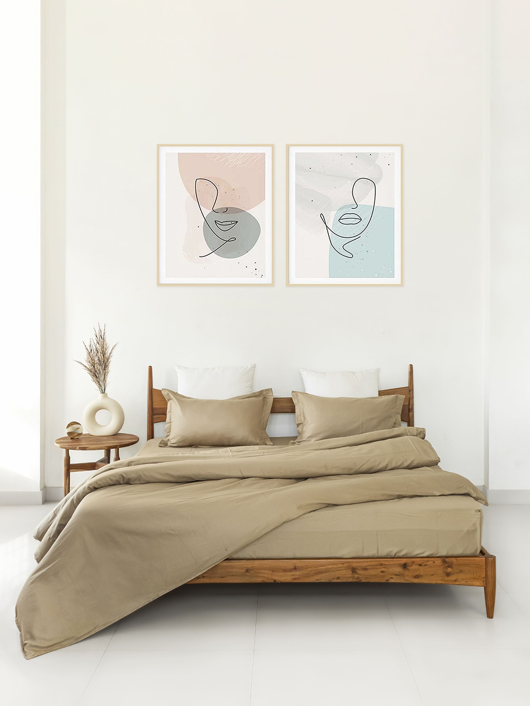 

Clasiko Khaki-Colored Solid 220 TC Pure Cotton Double Bed Duvet Cover With 2 Pillow Covers