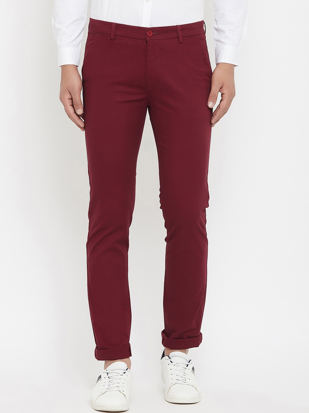 

Canary London Men Maroon Smart Slim Fit Wrinkle Free Chinos Trousers