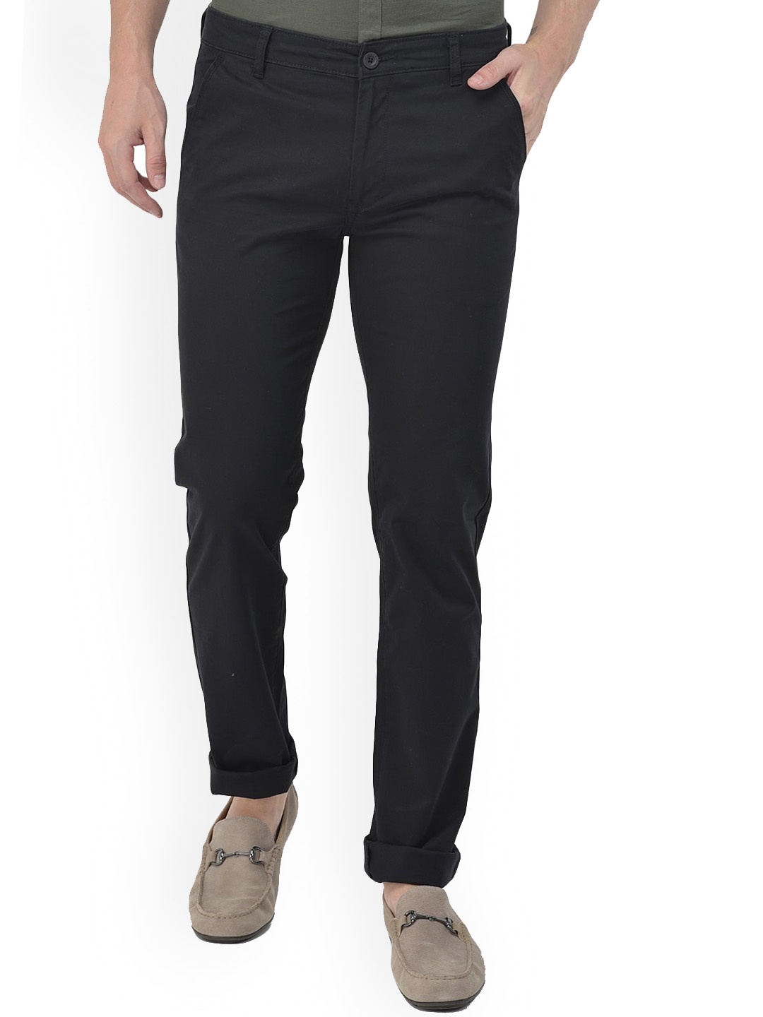 

Canary London Men Black Smart Slim Fit Wrinkle Free Trousers