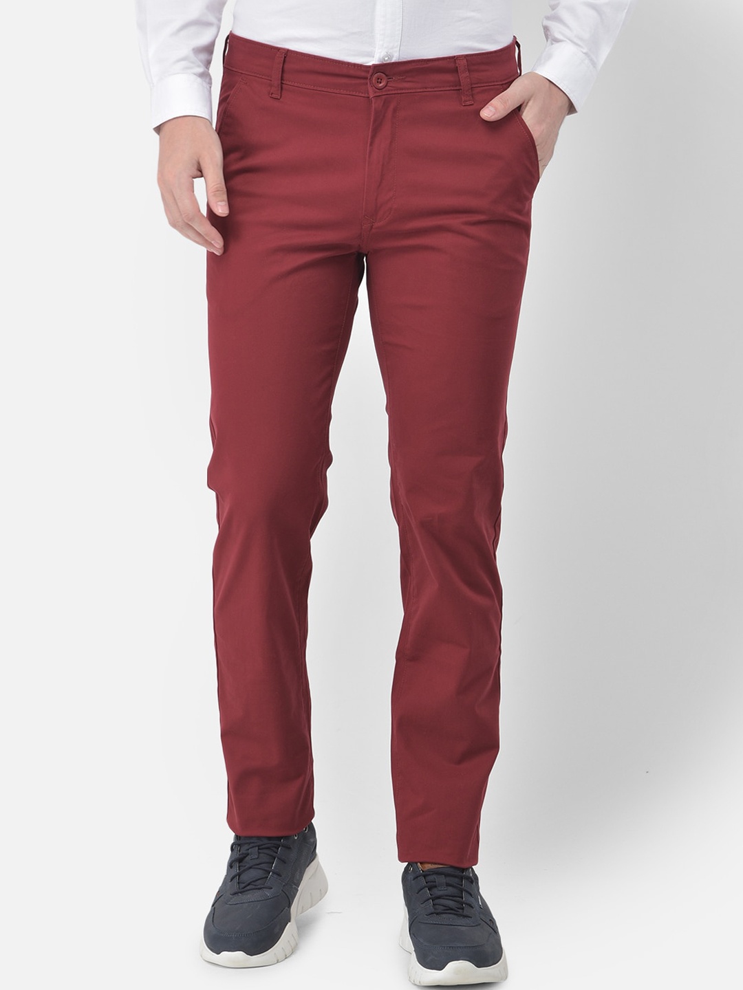 

Canary London Men Maroon Smart Slim Fit Wrinkle Free Cotton Trousers