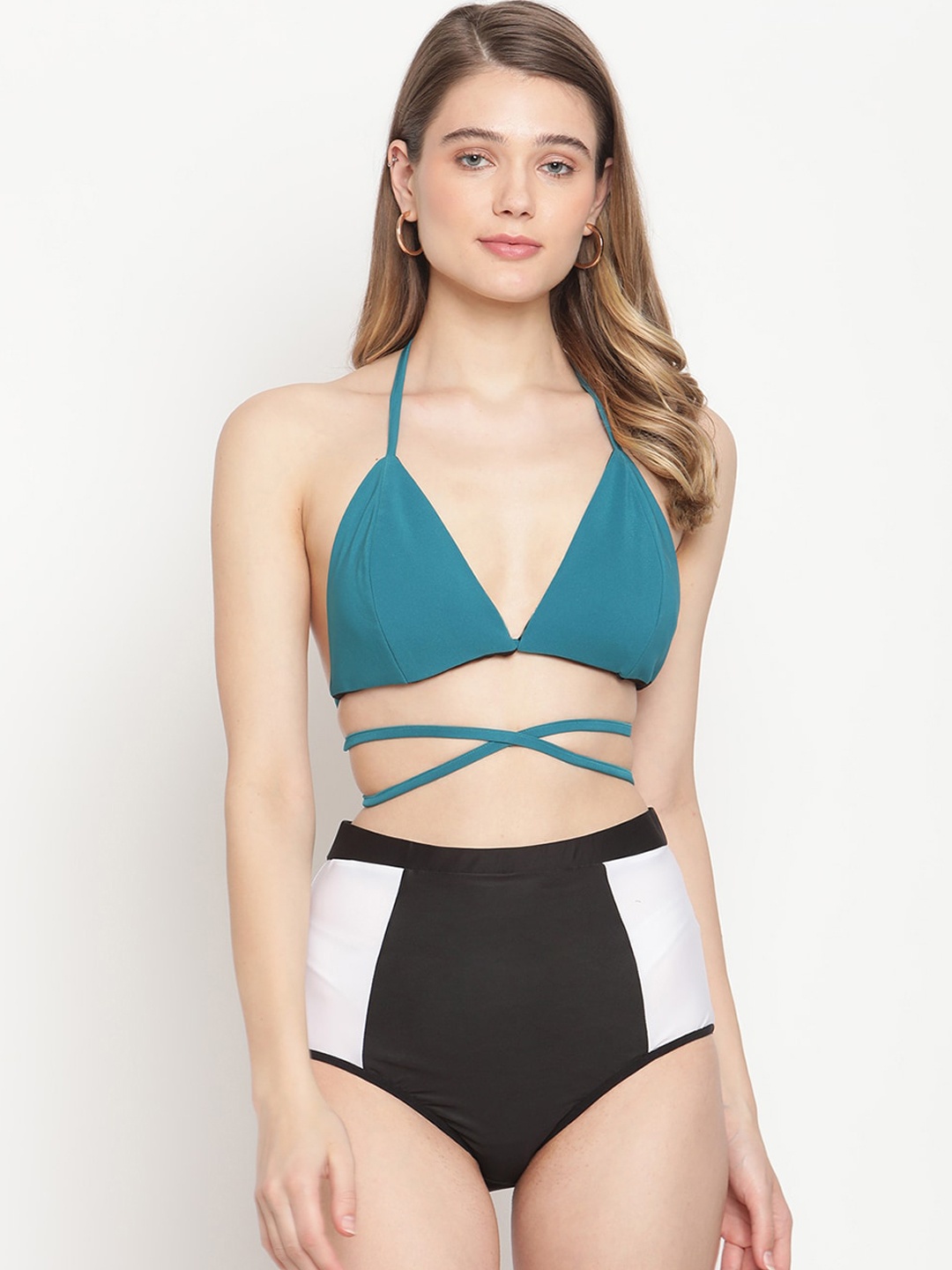 

EROTISSCH Women Teal Blue Solid Swim Bikini Bra