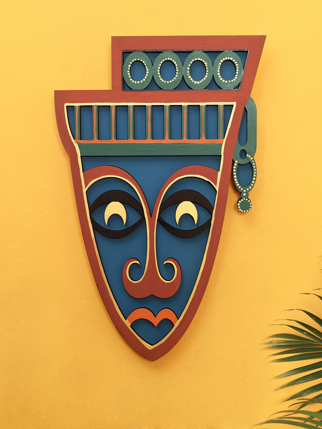 

AAKRITI ART CREATIONS Blue & Rust Tango Wall Decor Mask