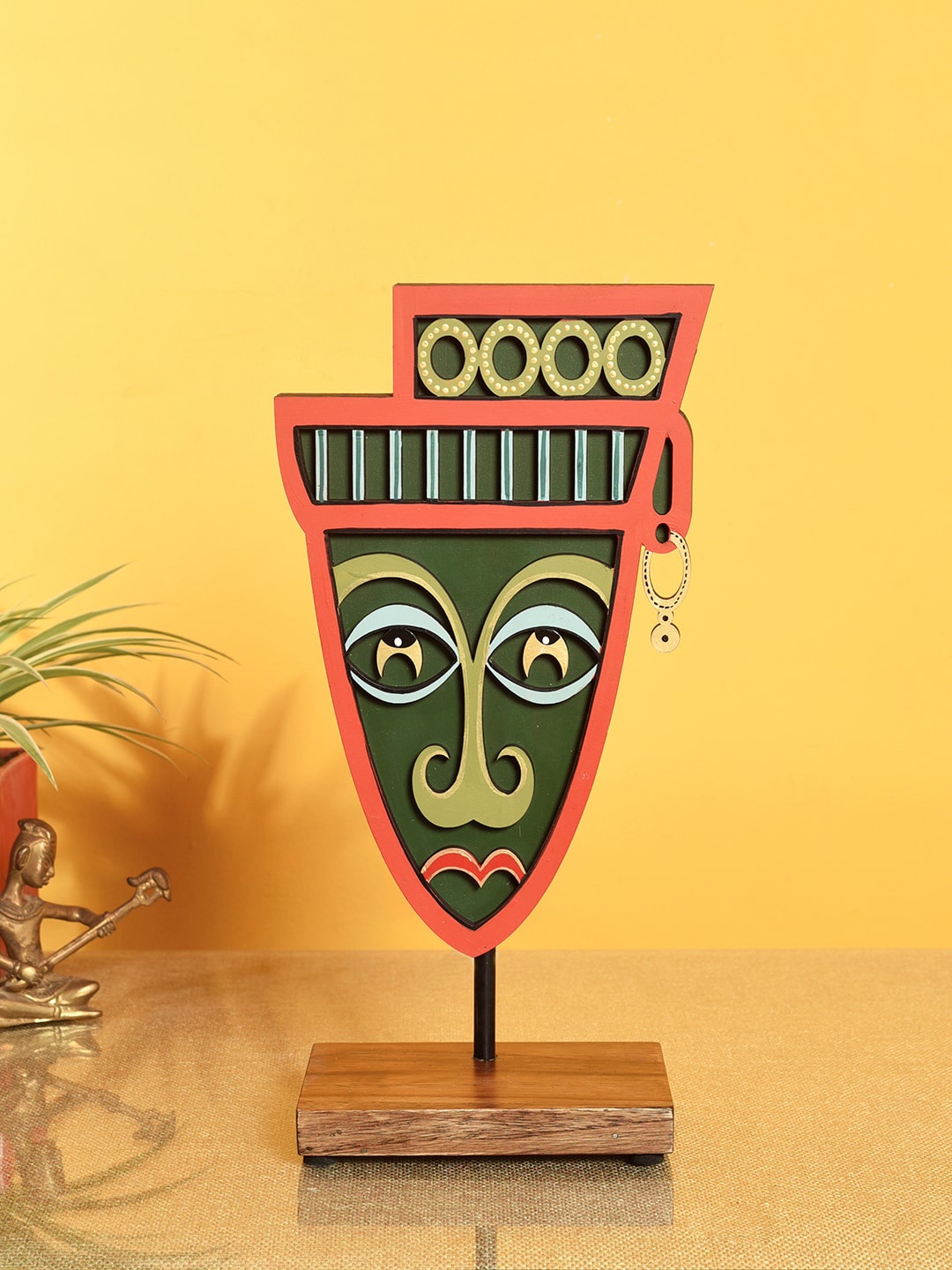 

AAKRITI ART CREATIONS Green Mask Table Decor