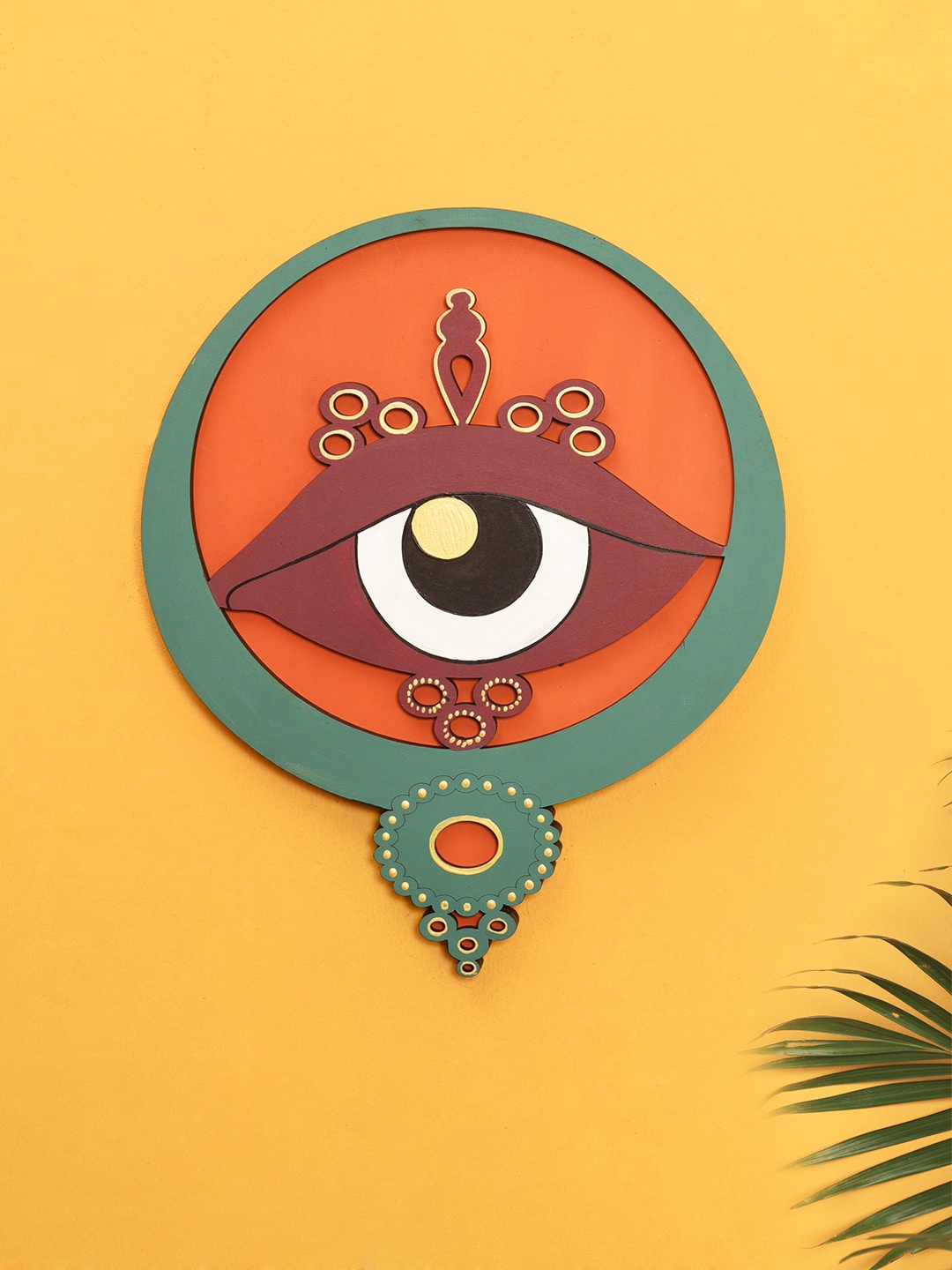 

AAKRITI ART CREATIONS Green & Orange Sunny Eyes Wall Dcor Mask
