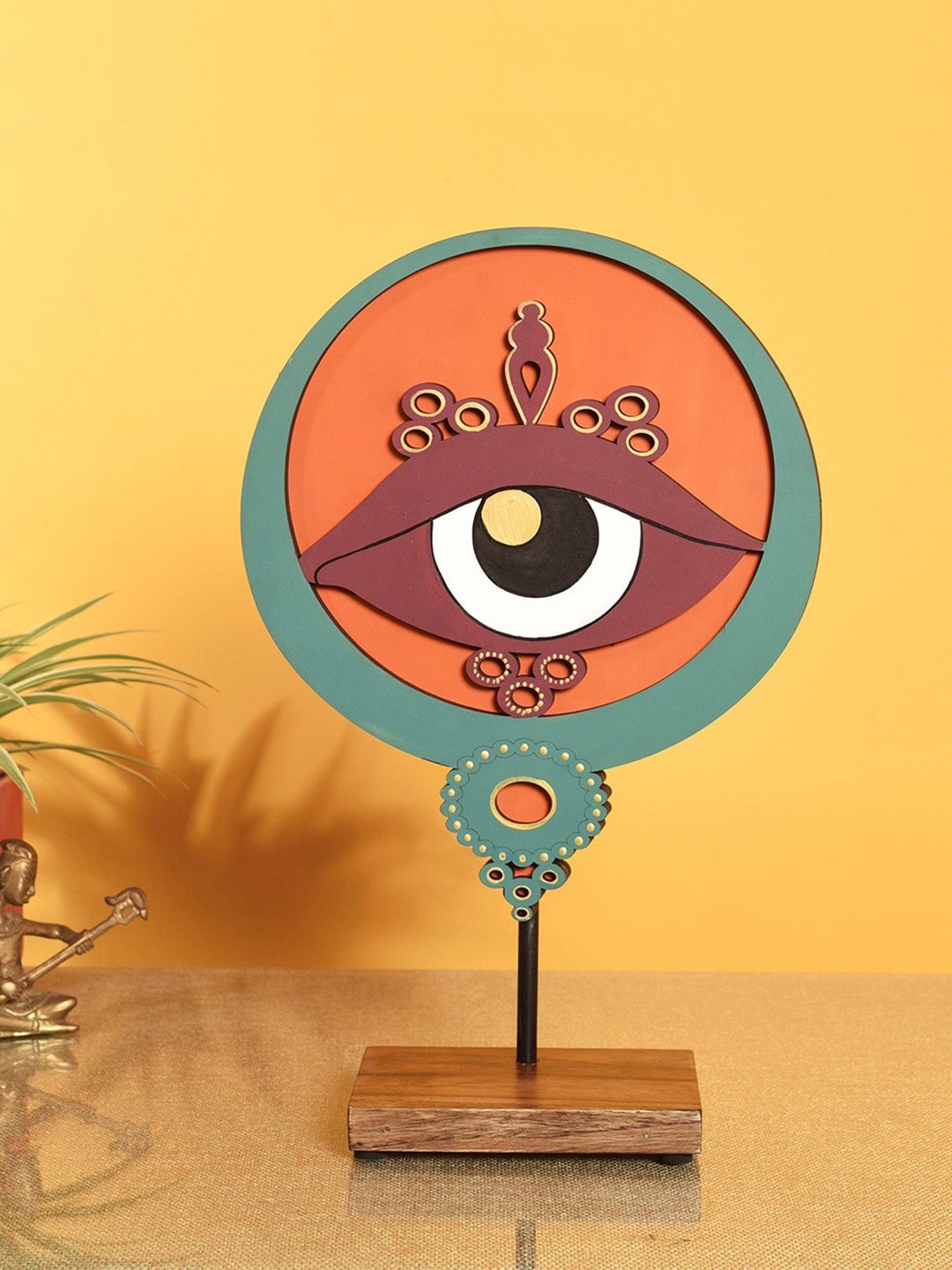 

AAKRITI ART CREATIONS Multicoloured Round Shaped Sunny Eyes Table Decor Stand, Multi