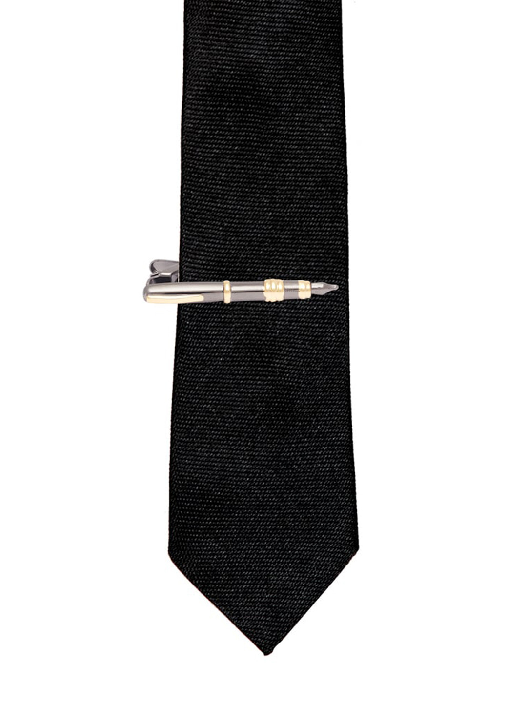 

The Tie Hub Men Gun Metal-Toned & Gold-Toned Fountain Pen Tie Pin, Metallic
