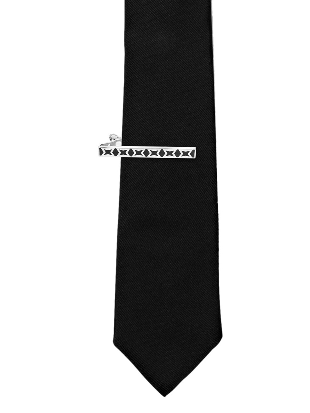 

The Tie Hub Men Silver-Toned & Black Solid Brass Tie Pin Brooch