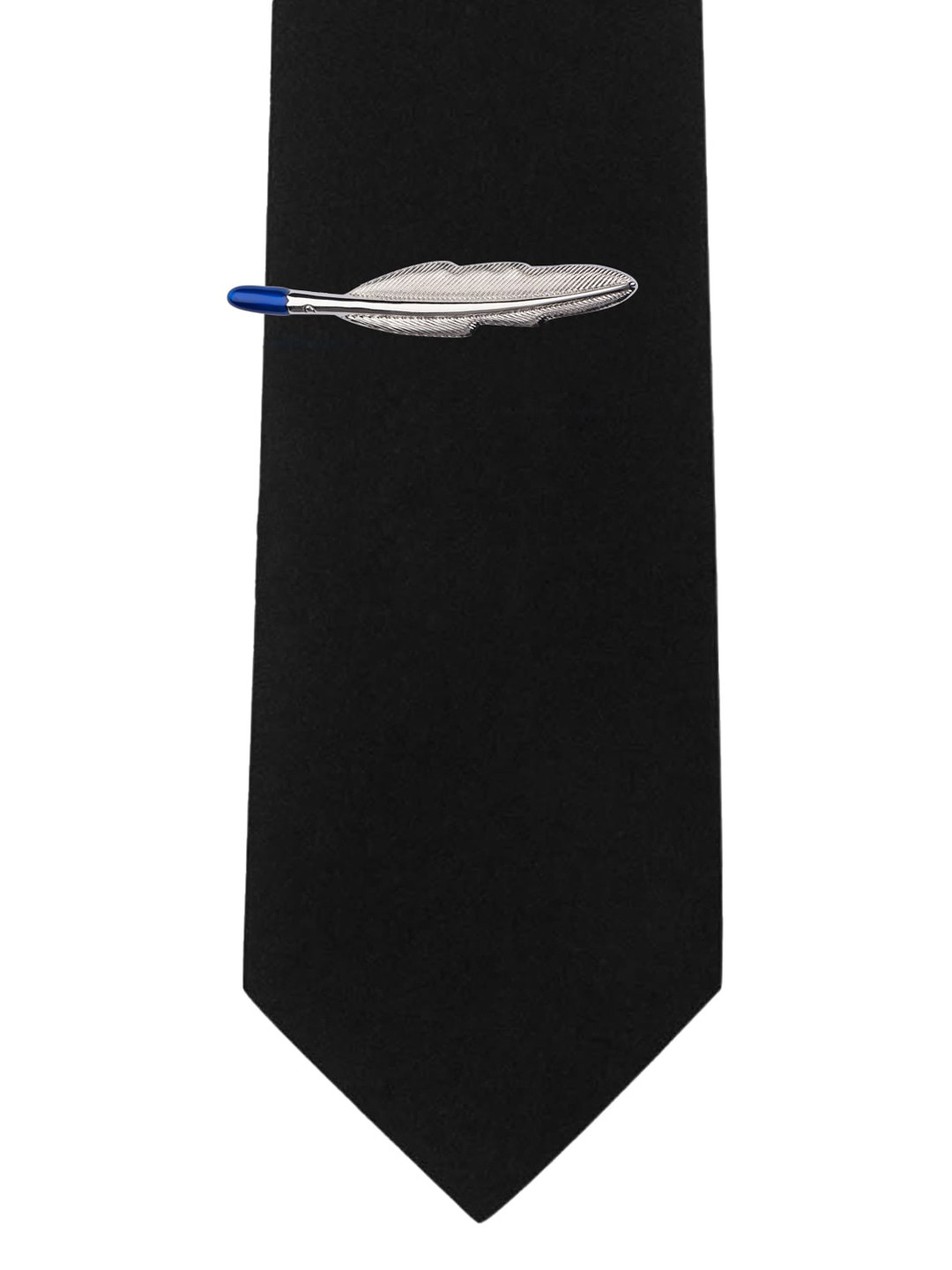 

The Tie Hub Men Silver-Toned & Blue Feather Brass Tie Pin