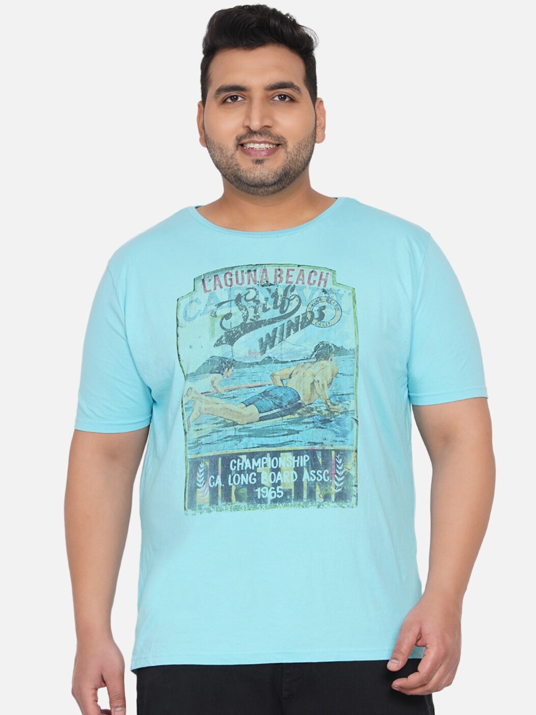 

Santonio Men Blue Printed T-shirt