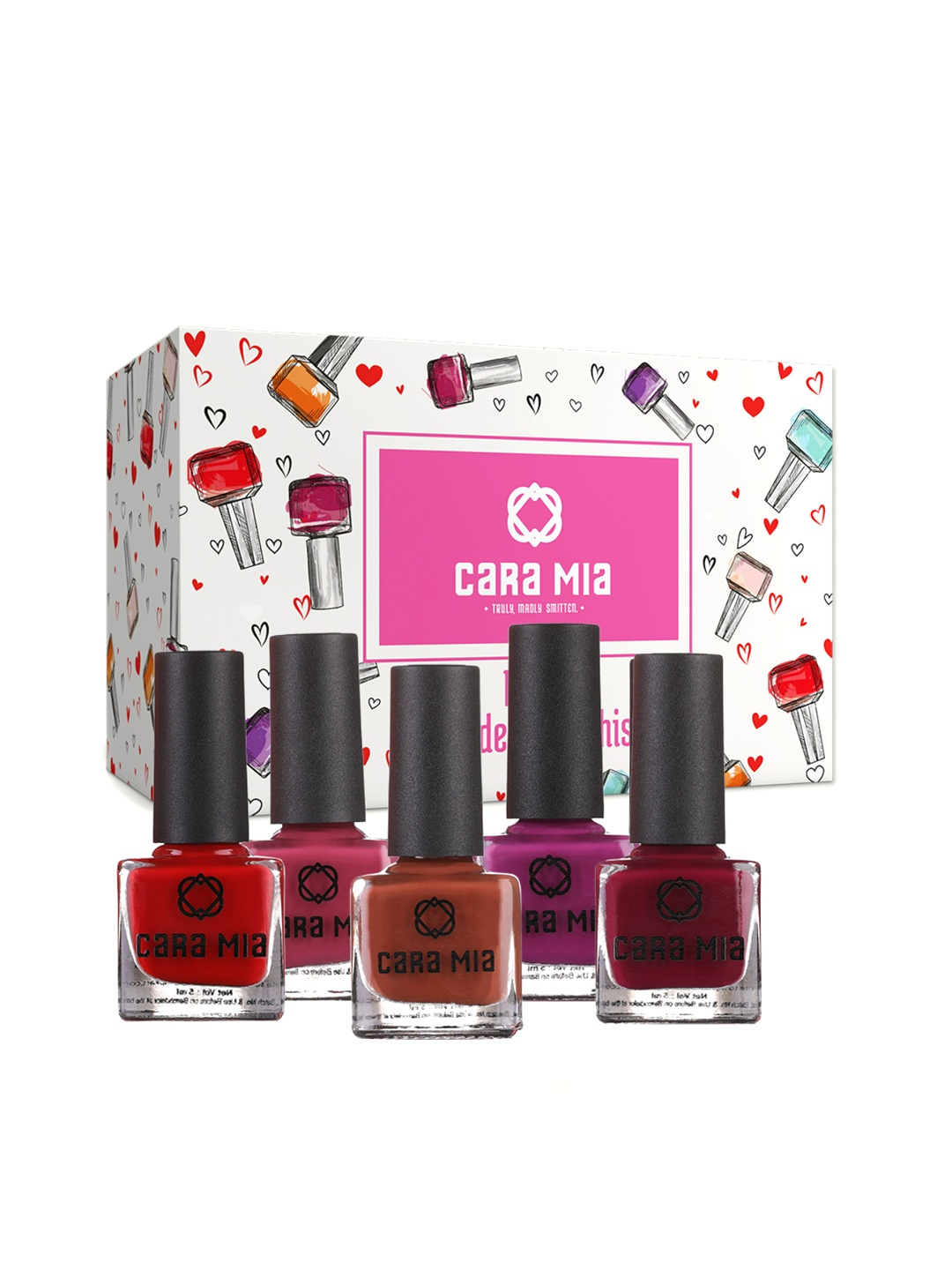 

CARA MIA Set of 5 Babe You Deserve This Nail Polishes 5ml Each - Smitten By You, Multi