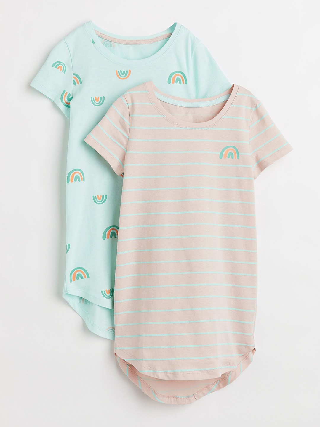 

H&M Girls Pink & Turquoise Blue 2-Pack Jersey Nightdresses