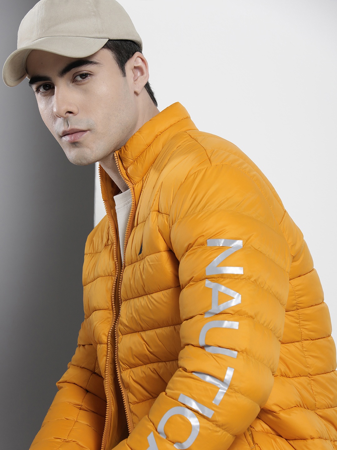 

Nautica Men Mustard Yellow Solid Puffer Jacket