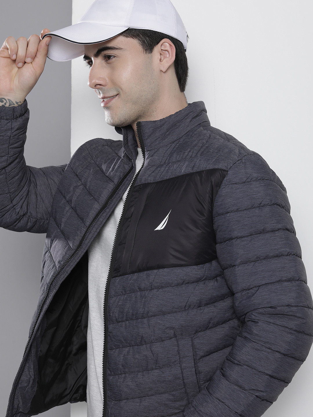

Nautica Men Solid Puffer Jacket, Grey