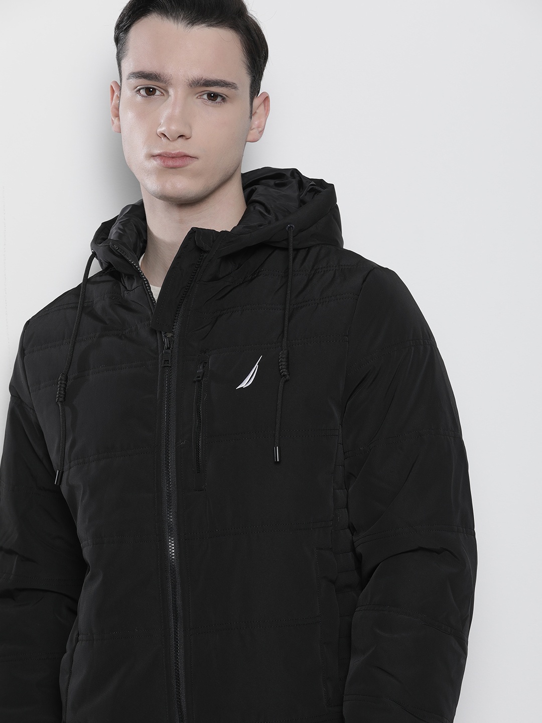 

Nautica Men Long Sleeves Hooded Padded Jacket, Black