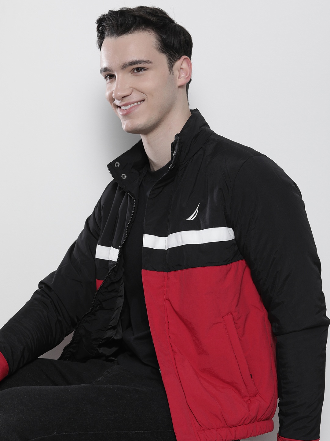 

Nautica Men Colourblocked Puffer Jacket, Black