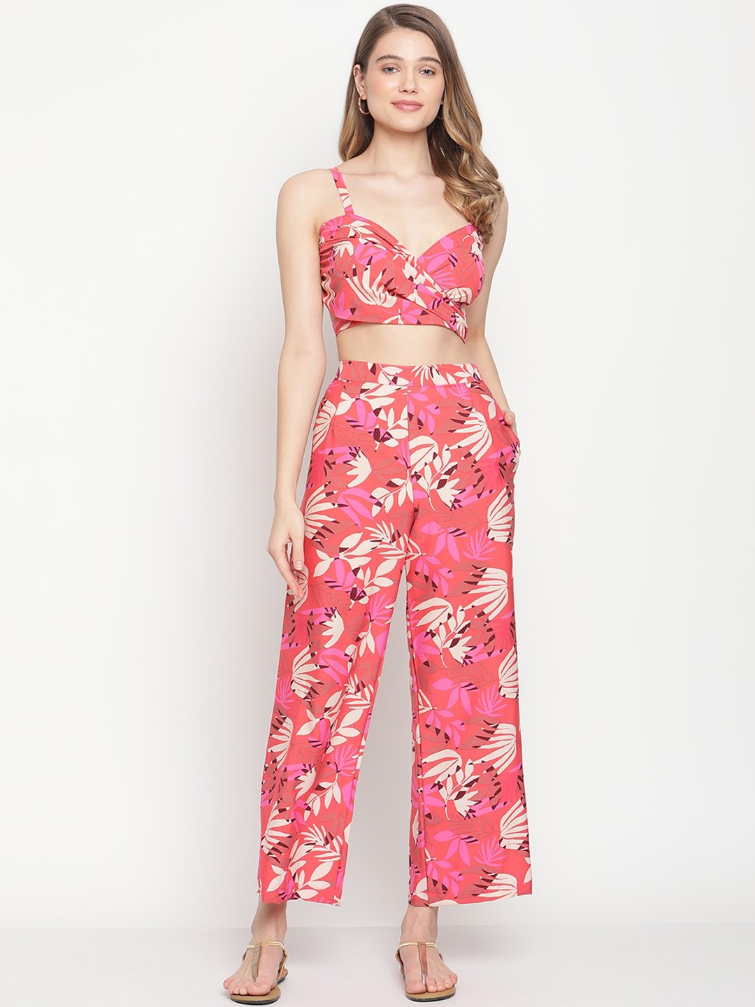 

EROTISSCH Women Pink Floral Print Swim Co-Ords Set