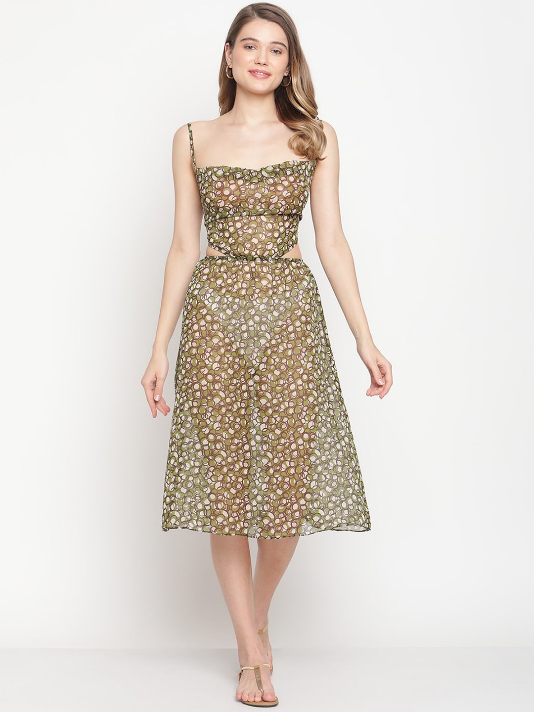 

EROTISSCH Green Abstract Printed Beachwear Cover Up Dress