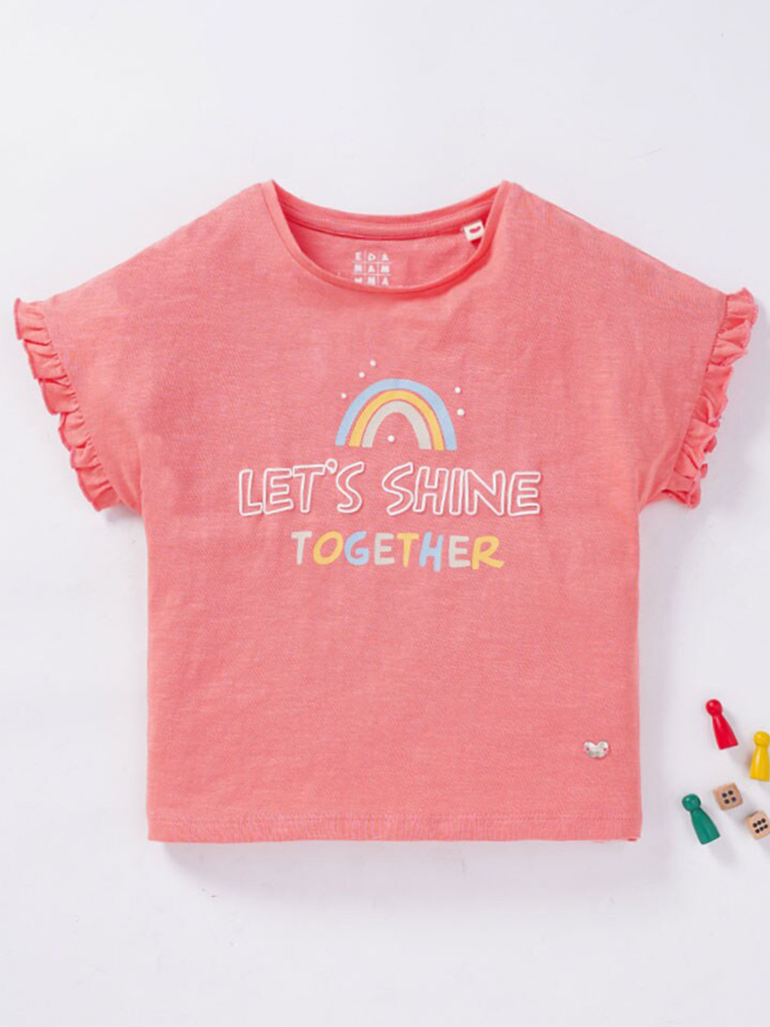 

Ed-a-Mamma Girls Pink Typography Printed Raglan Sleeve T-shirt