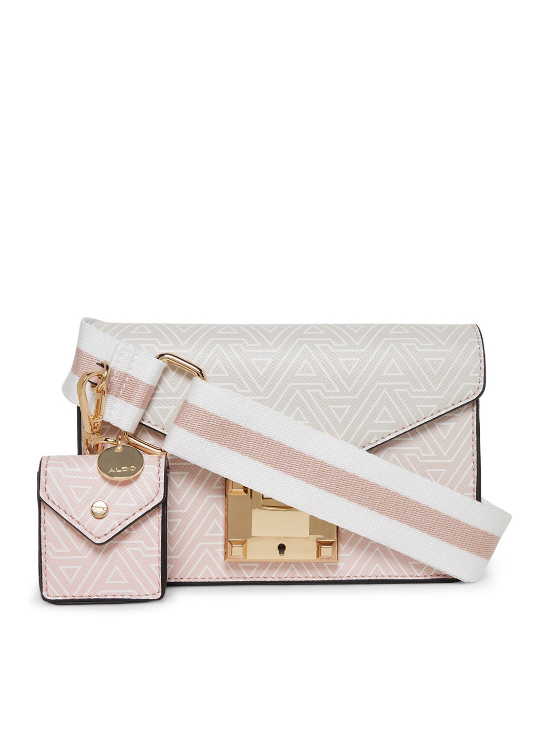 

ALDO Pink Geometric Textured Structured Sling Bag