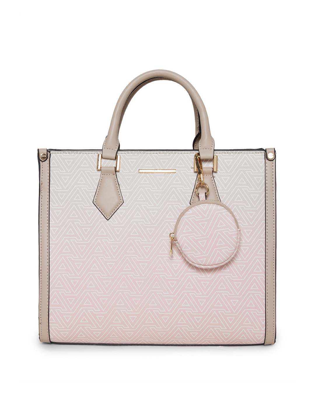 

ALDO Beige Textured Structured Handheld Bag With Quilted Details