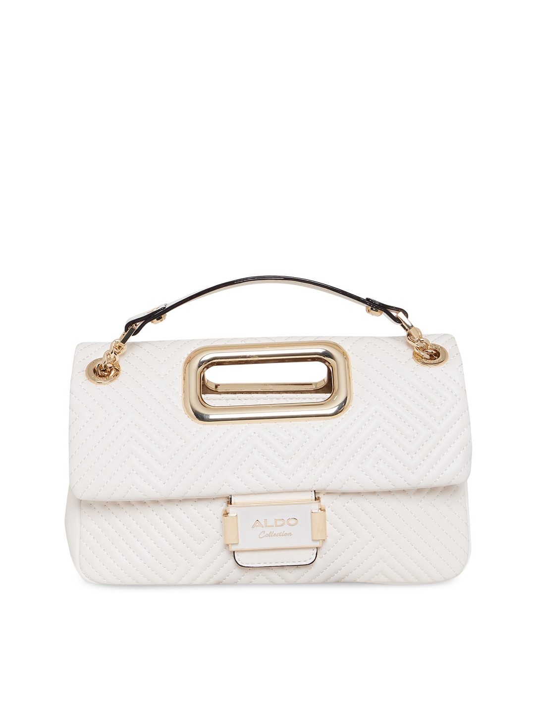 

ALDO Beige Textured Structured Handheld Bag with Quilted