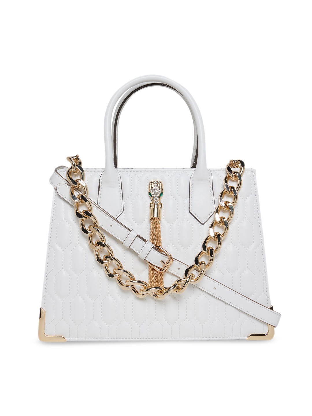 

ALDO White Textured Structured Handheld Bag