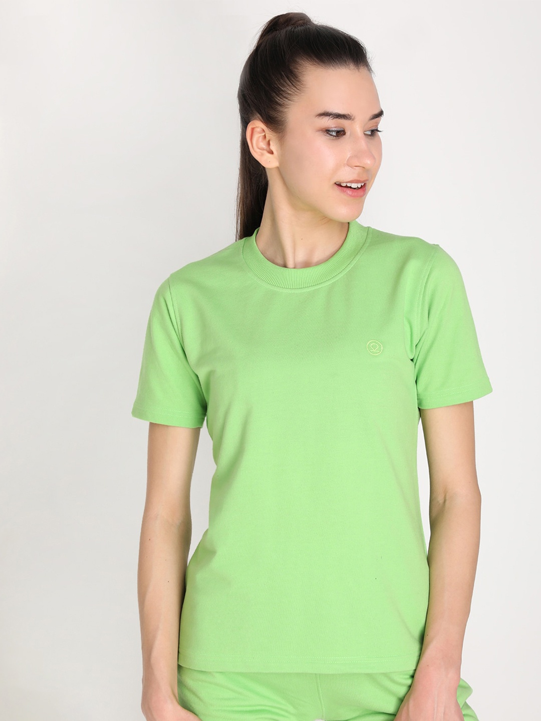 

Chkokko Women Fluorescent Green Outdoor T-shirt