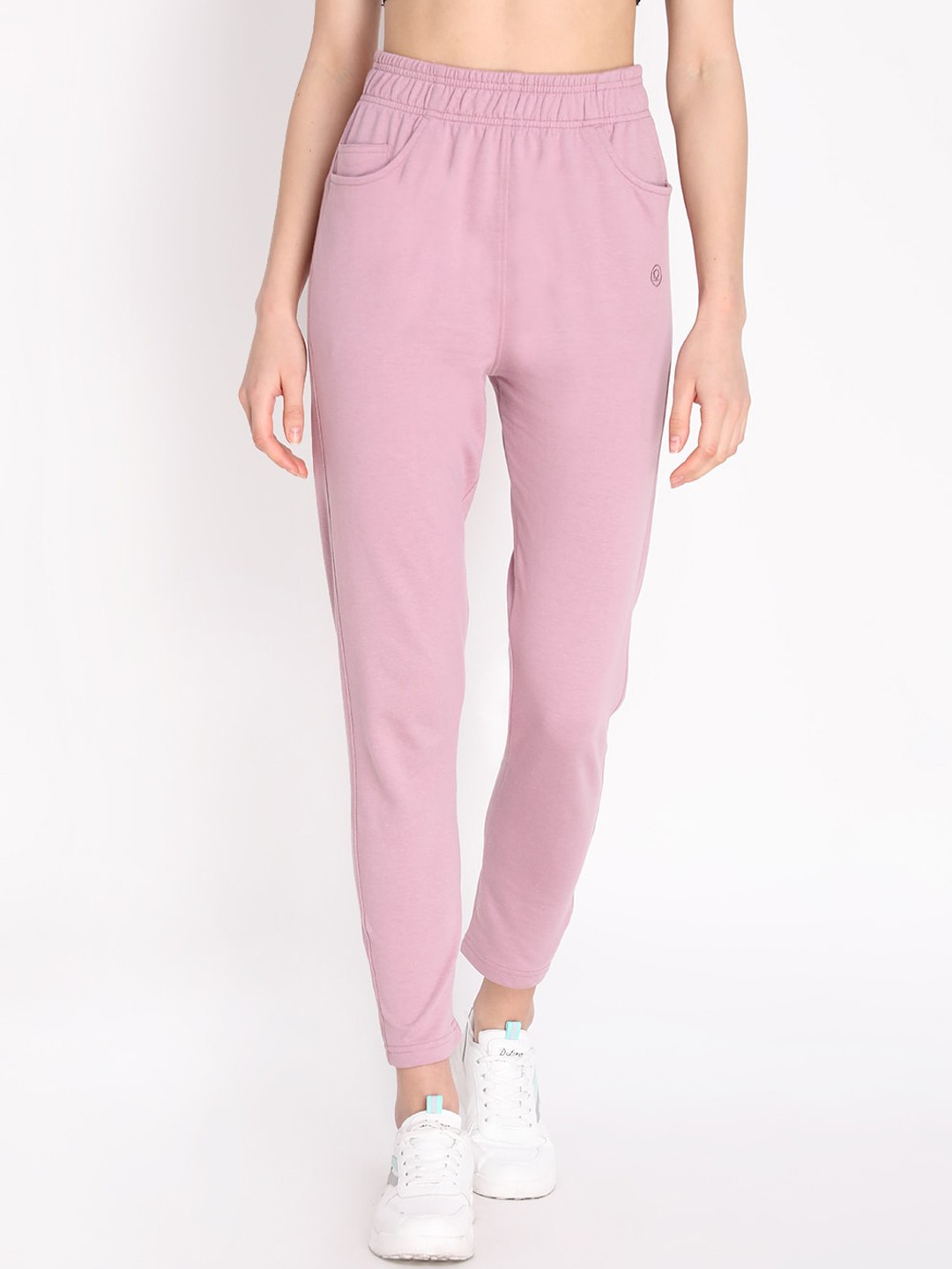 

CHKOKKO Women Pink Solid Cotton Track Pant