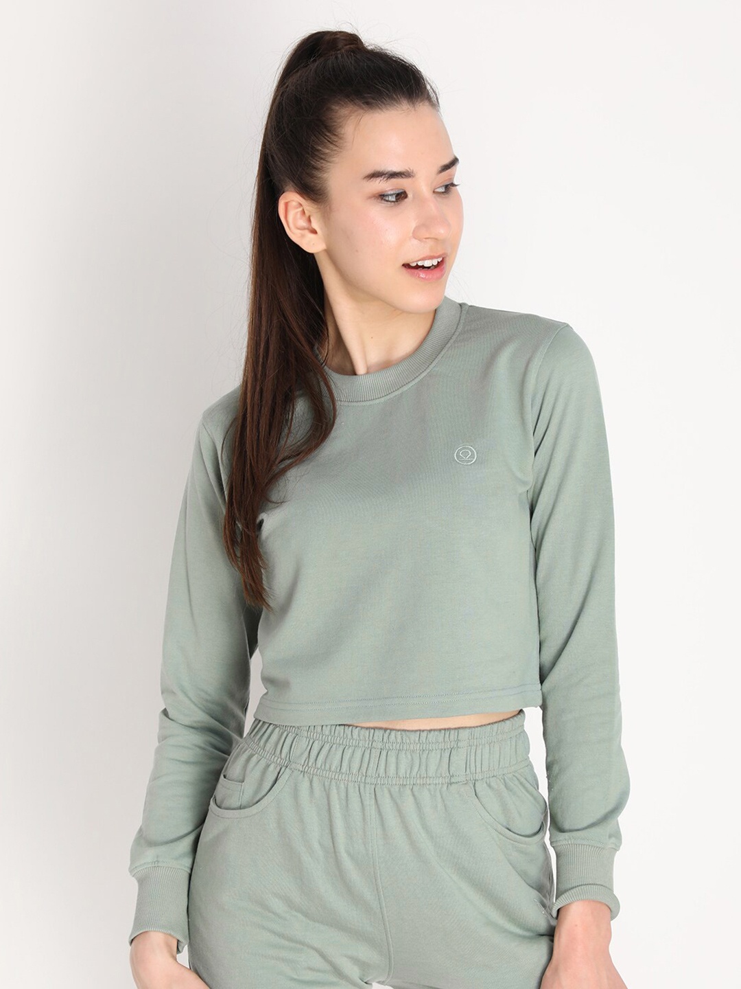 

CHKOKKO Women Green Crop Top