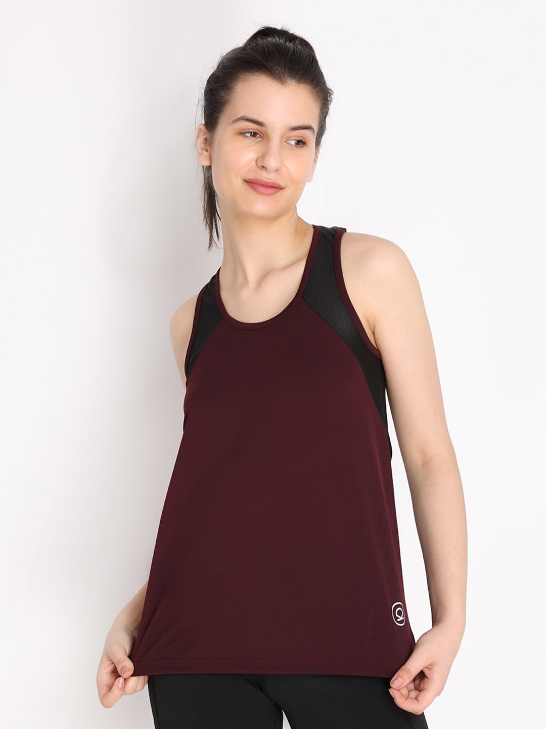 

CHKOKKO Maroon & Black Active Wear Sports Tank Top