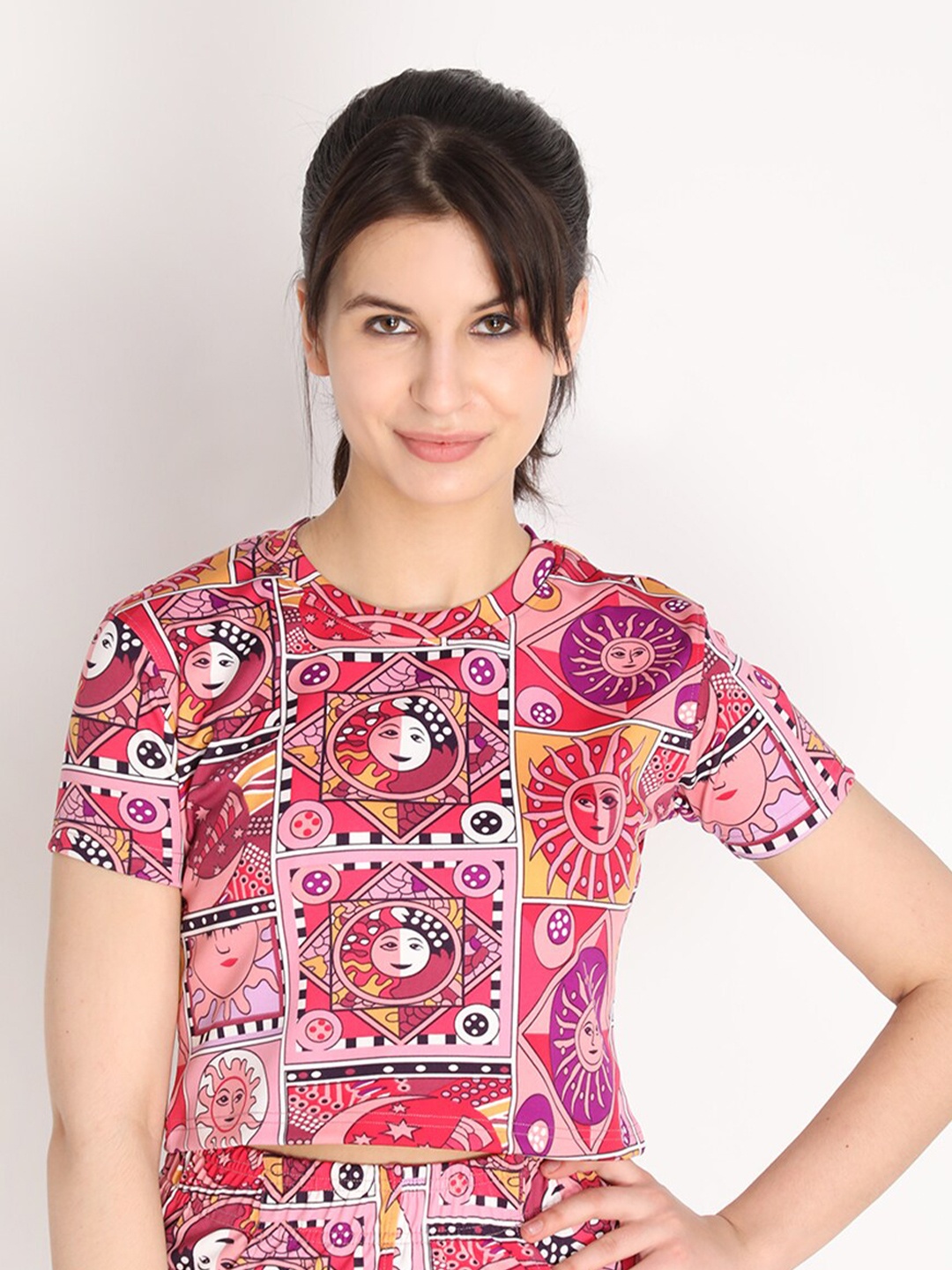 

CHKOKKO Pink Print Top