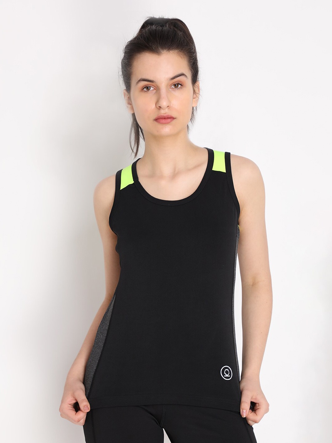 

CHKOKKO Black & Fluorescent Green Tank Top