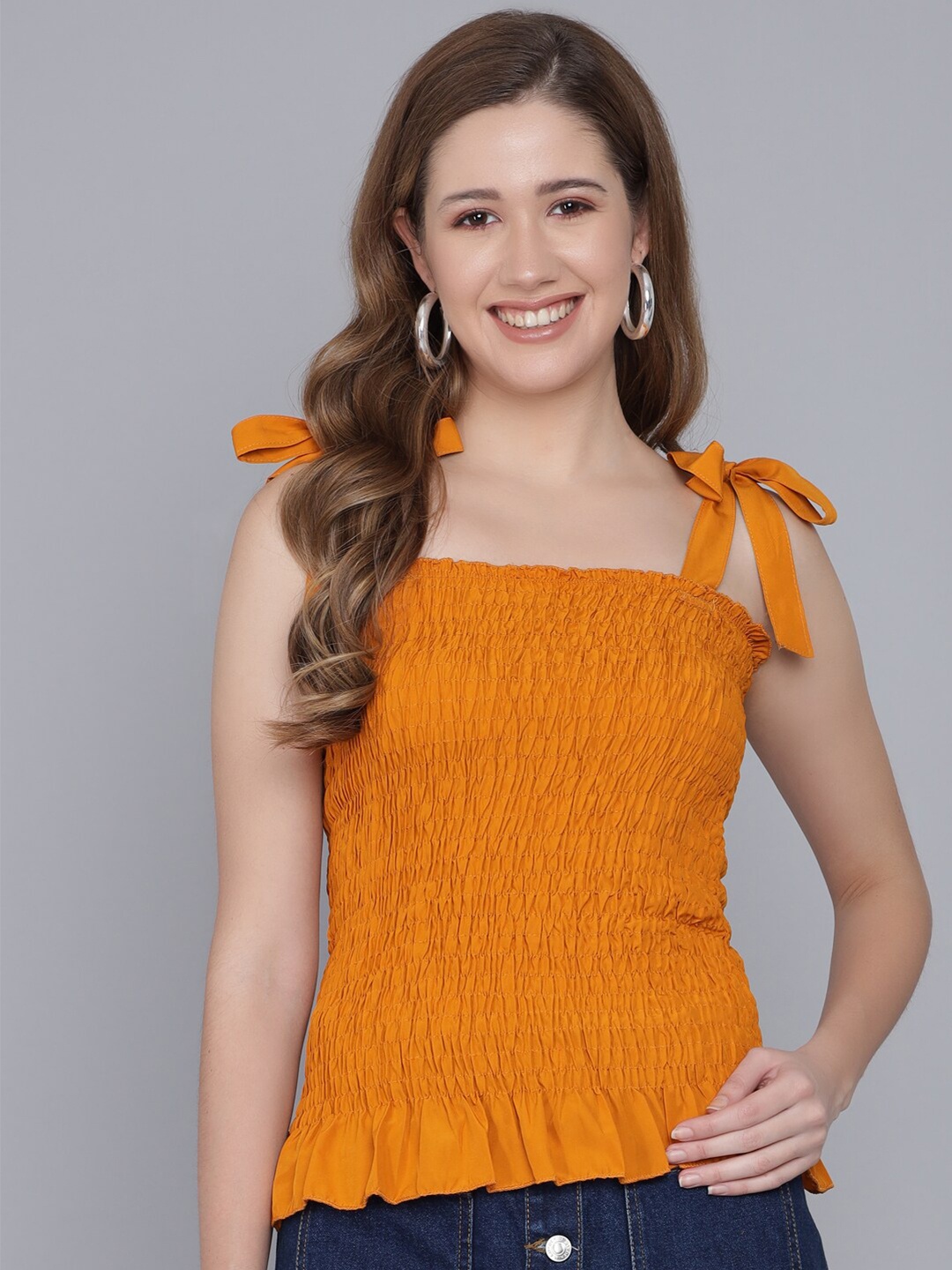 

Darzi Women Orange Solid Crepe Top