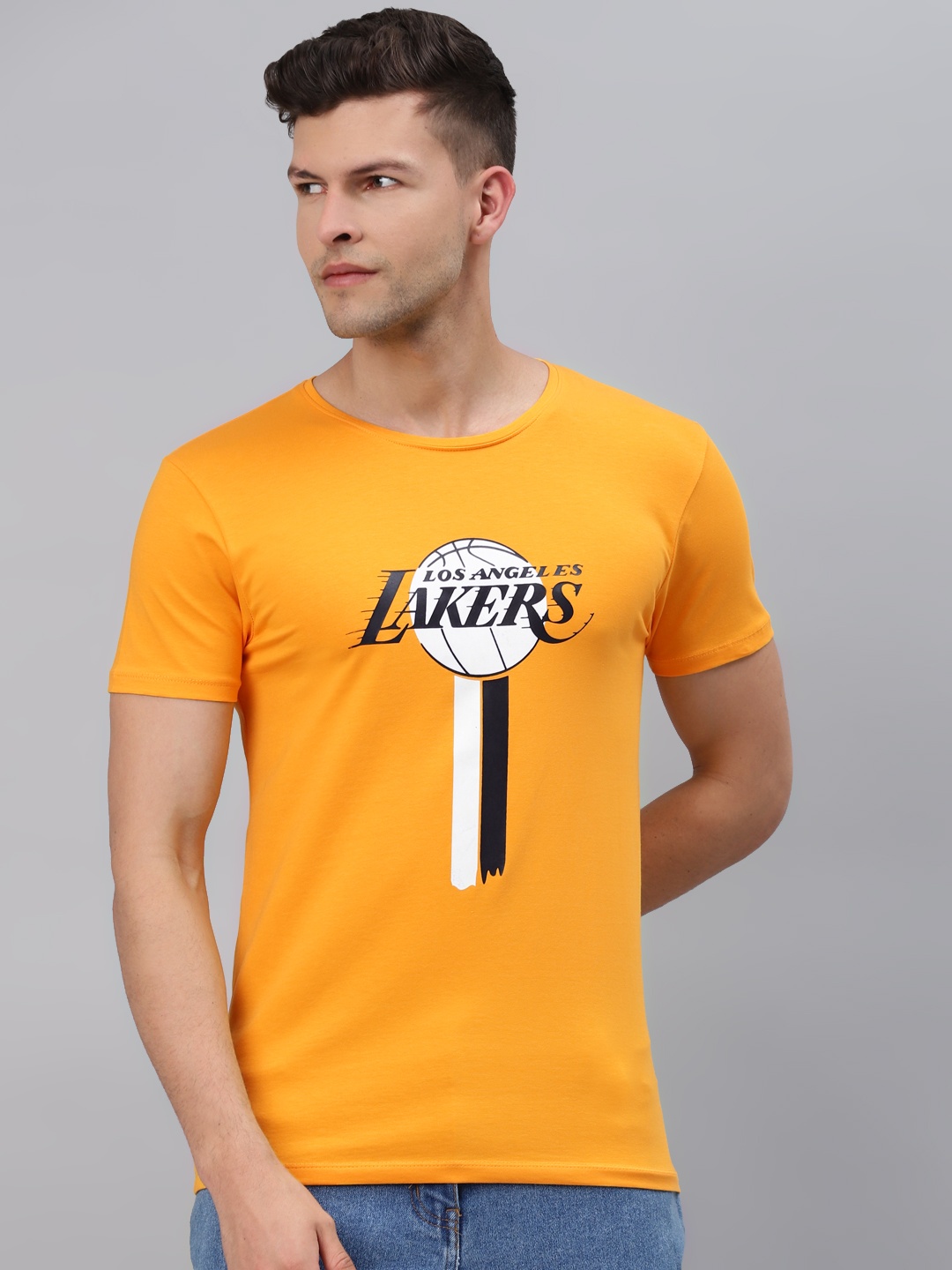 

Pierre Carlo Men Mustard Yellow Los Angeles Lakers Printed T-shirt