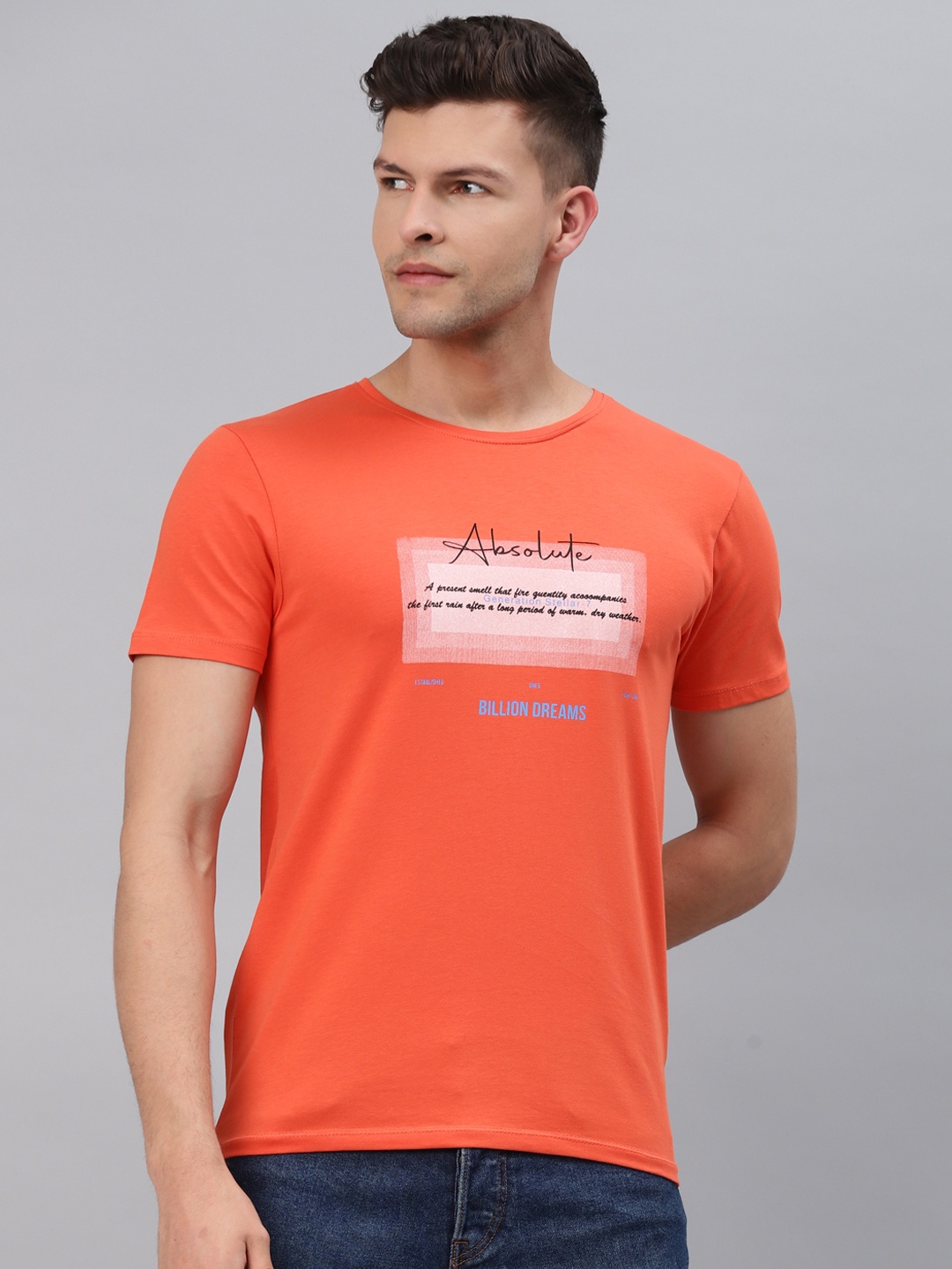 

Pierre Carlo Men Orange Typography Printed T-shirt