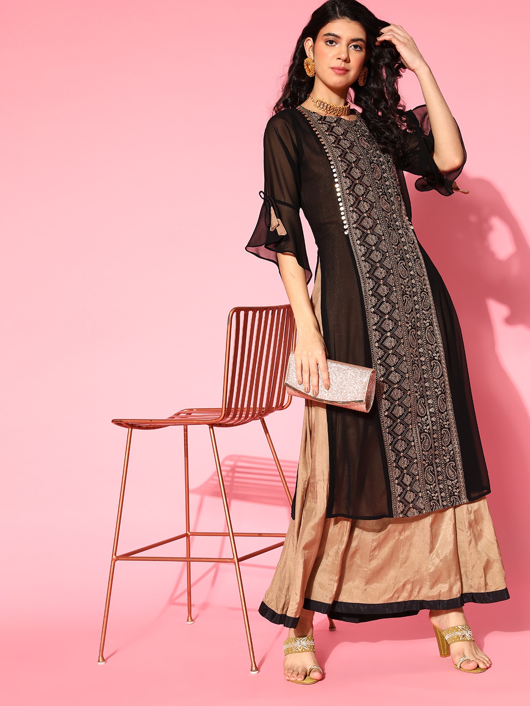 

ZOLA Classic Black Georgette All in the Details Kurta