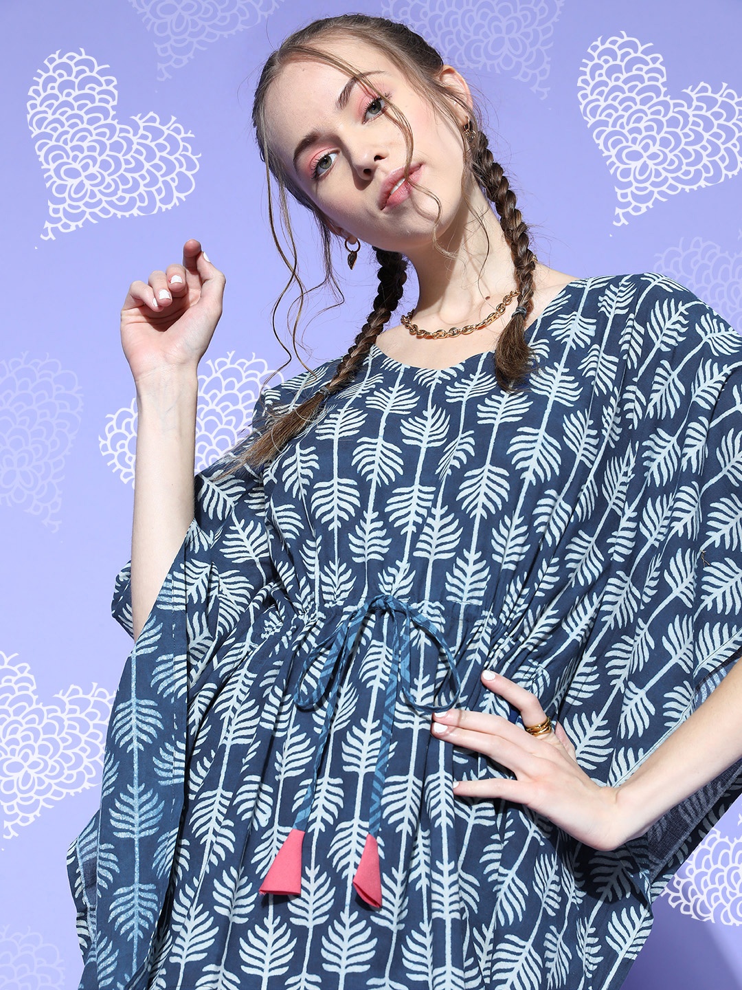 

Bannos Swagger Women Blue Abstract Indie Fusion Lounge Set