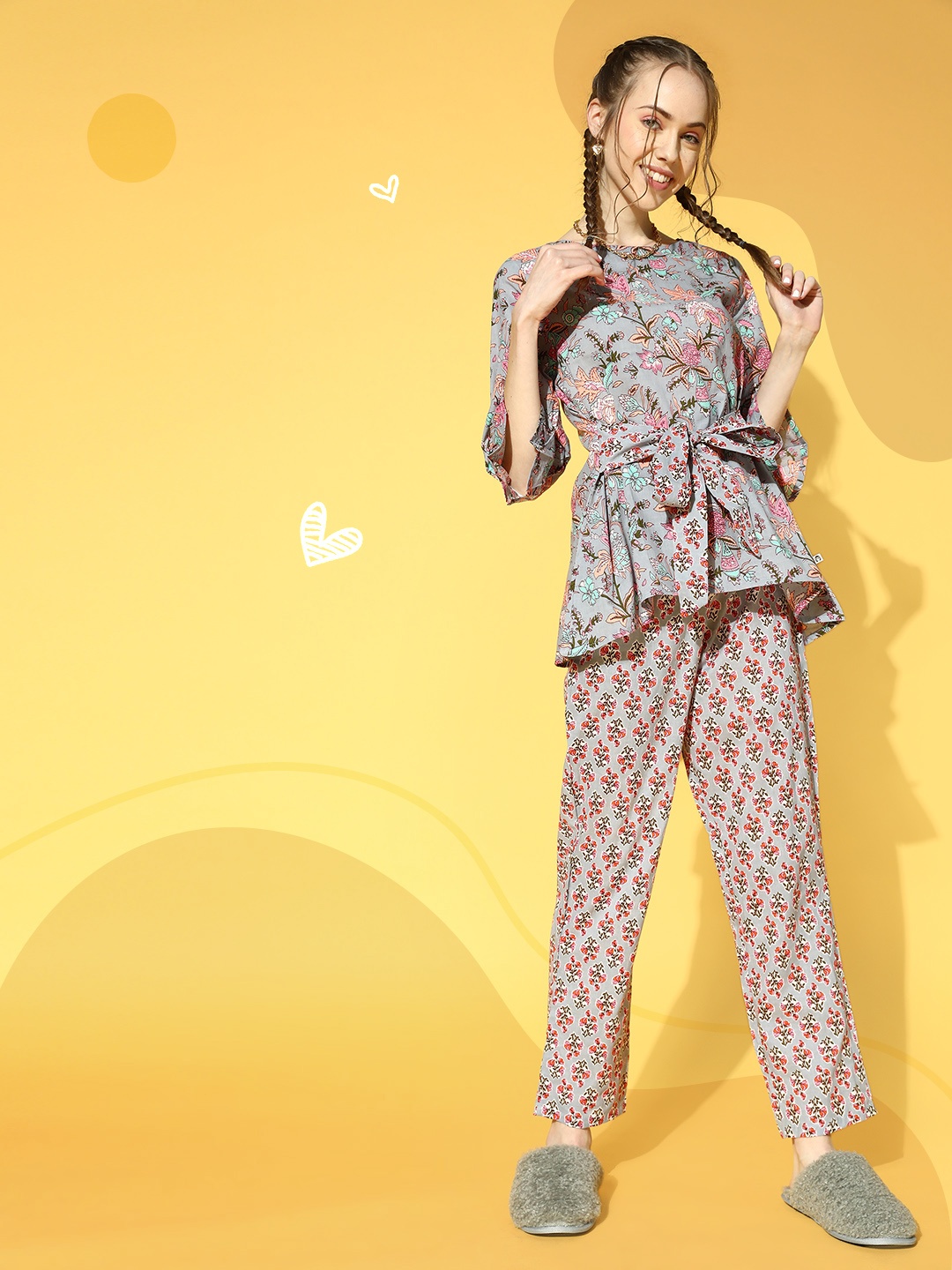 

Bannos Swagger Women Blue Ethnic Motifs Indie Fusion Lounge Set