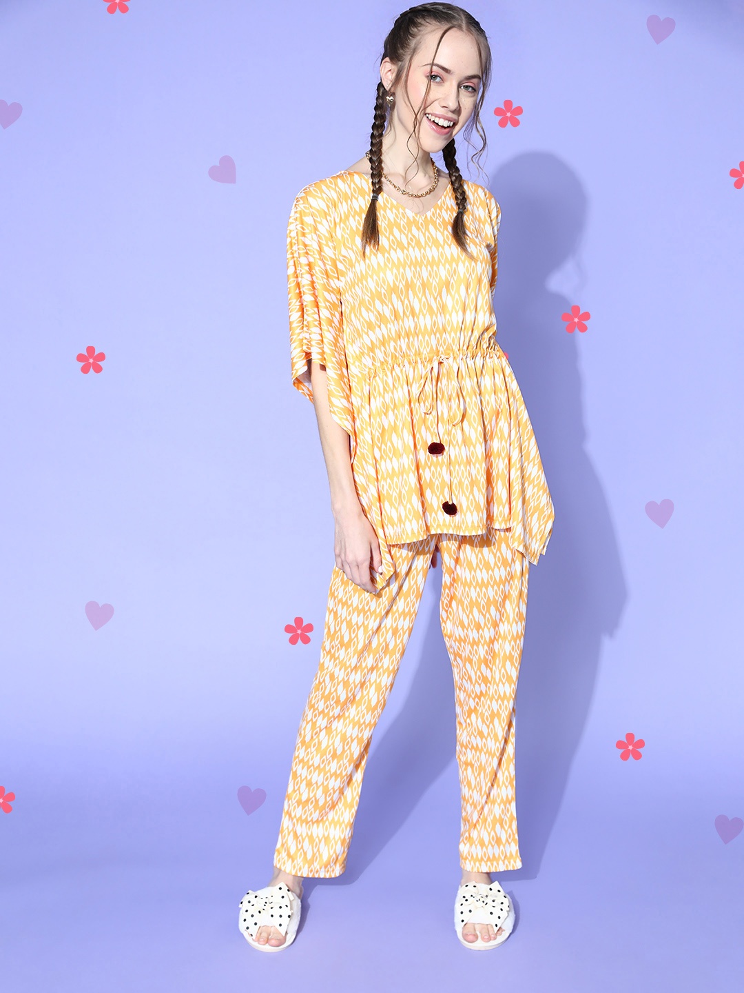 

Bannos Swagger Women Yellow Abstract Indie Fusion Lounge Set