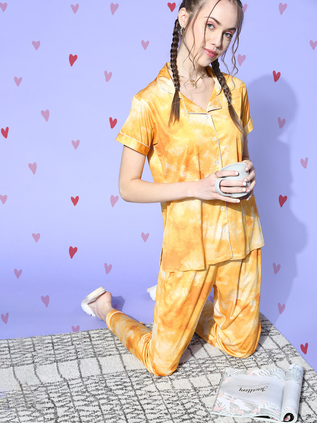 

Bannos Swagger Women Yellow Tie and Dye Sleep Staple