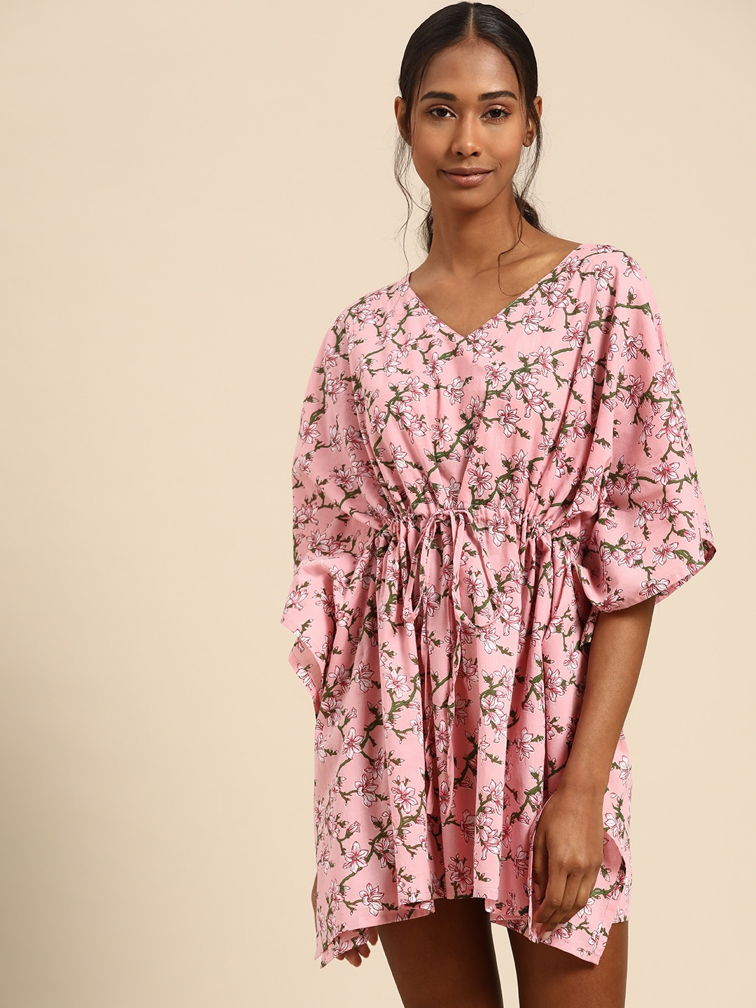 

Prakrti Pink Printed Cotton Nightdress