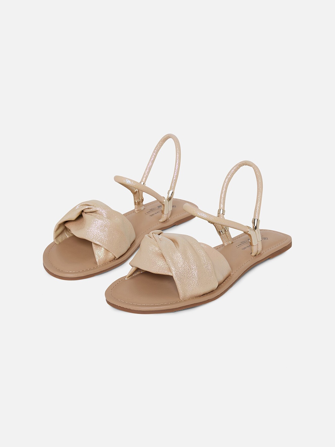 

Call It Spring Women Champagne Textured Open Toe Flats