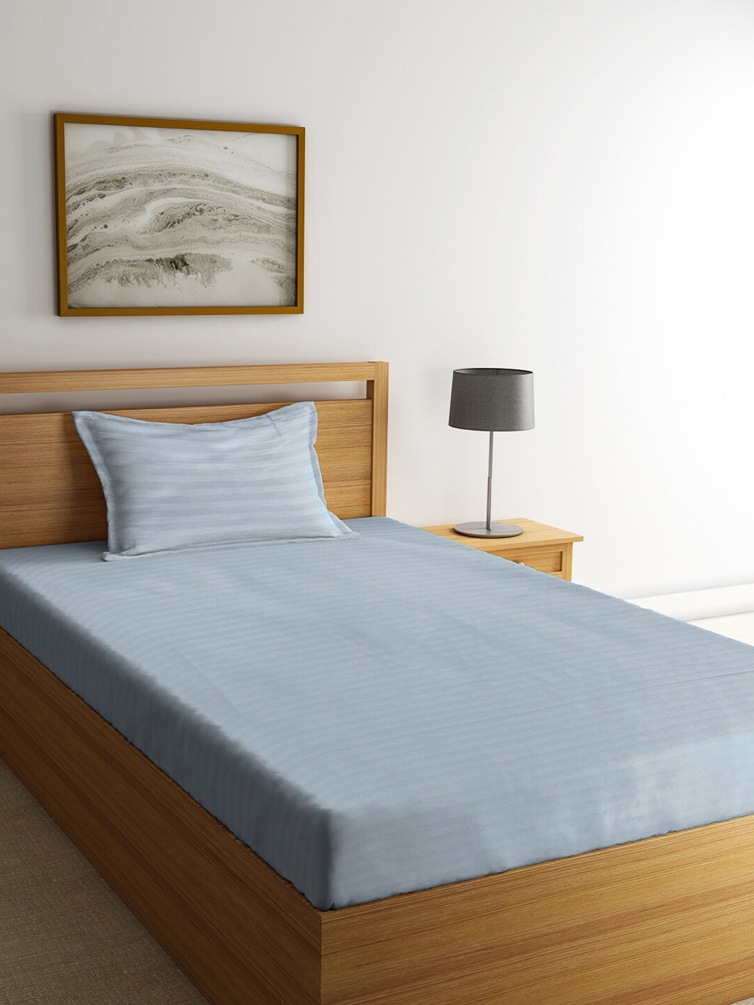 

KLOTTHE Grey 210 TC Single Bedsheet with 1 Pillow Covers