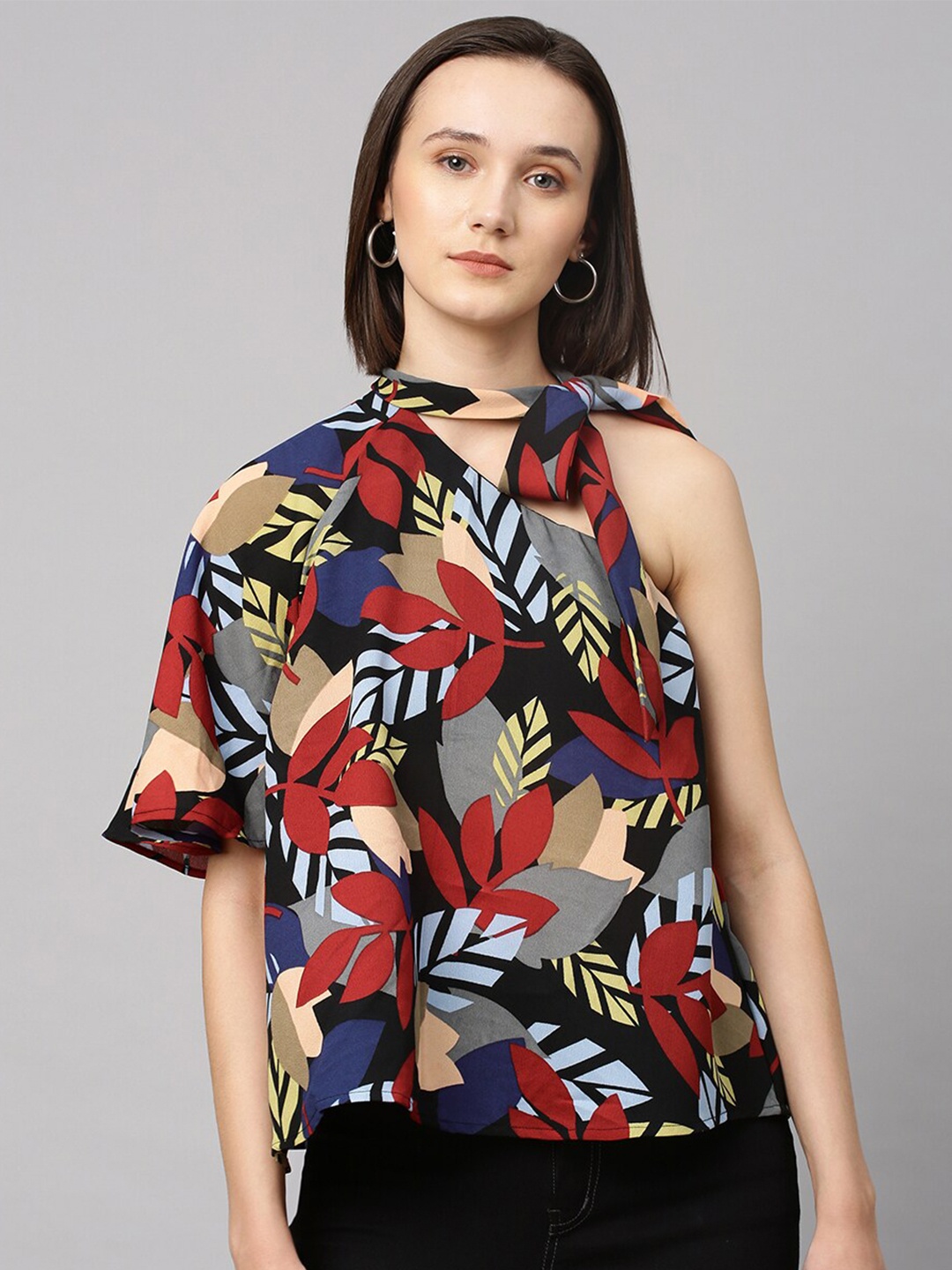 

Chemistry Women Multicoloured Floral Printed One shoulder Top, Multi