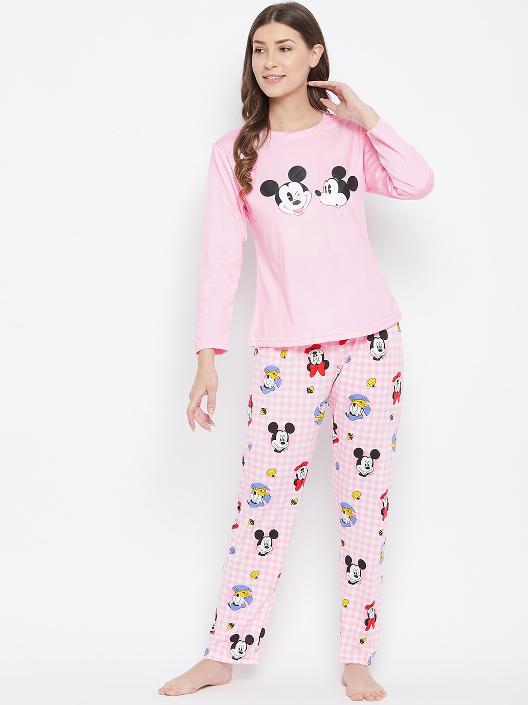 

Camey Women Pink & Black Printed Night suit