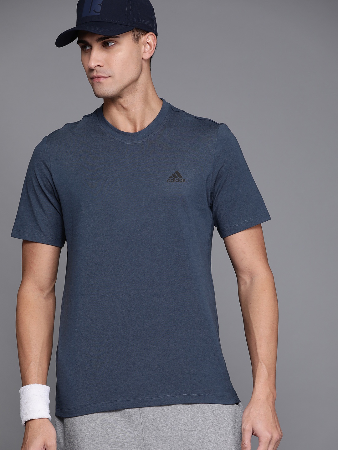 

ADIDAS Men Navy Blue Solid T-shirt